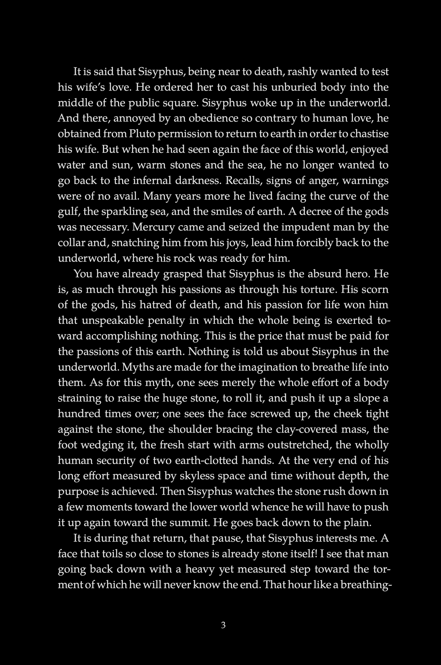 The Myth of Sisyphus, page 3